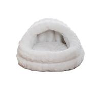 Galatée Cat Cave Bed, Soft Warm Pet Shelter, Dog Bed With Removable Washable Cushioned Pillow, Pet Tent With Anti-Slip Bottom, Soft And Warm Cats House(S, White)