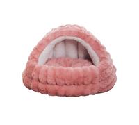 Galatée Cat Cave Bed, Soft Warm Pet Shelter, Dog Bed With Removable Washable Cushioned Pillow, Pet Tent With Anti-Slip Bottom, Soft And Warm Cats House(M, Red)