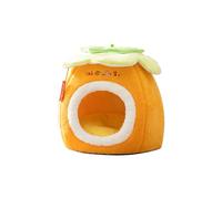 Galatée Cat Cave Bed, Super Soft Plush Pet Bed With Anti-Slip Bottom, Cute Cartoon Dog House, Roomy Dog Nest, Warm And Comfortable Cat Teepee(L, Orange)