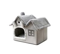 Galatée Cat Cave Bed, Warm And Cosy Plush Cat Igloo, Washable Dog Bed With Removable Pillow Cushion, Improve Sleep, Foldable Cat House(L, Grey)