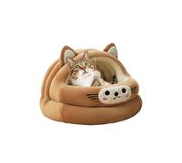 Galatée Cat Cave Bed, Warm Cartoon Pet House With Hanging Ball, Super Soft Calming Sofa, Plush Tent for Dog and Cat (M, Brown)