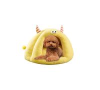Galatée Cat Cave Bed, Warm Cave Sleeping House For Cats And Dogs, Soft Plush Dog Bed, Cozy Dog Igloo, Cute Cartoon Cat Tent, Cat Bed For Indoor Cats(M, Yellow)