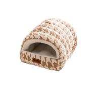 Galatée Cat Cave Bed, Warm Dog Bed With Anti-Slip Bottom, Cute Cat House, Cozy Kitten Tent, Super Soft Calming Pet Bed(XL, Brown)