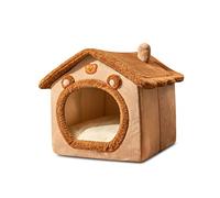 Galatée Cat Cave Bed, Washable Dog Bed, Warm And Cosy Cat House, Foldable Comfortable Pet Cat House, Dog Bed With Removable Cushion(L, Brown)