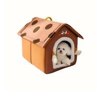 Galatée Cat House, Cartoon Cute Cat House, Winter Warm Cat Cave Bed, Cat Puppy Shelter, Comfortable Pet Cat Dog House With Cushion(S, Brown)
