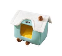 Galatée Cat House, Chimney Cute Cat Cave Bed, Soft Warm Pet Bed, Dog Nest With Removable Cushion Pillow, Enough Interior Space, Puppy Bed(M, Green)
