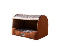 Galatée Cat House, Cute Dog Bed, Foldable Soft Cat Cave Bed With Detachable Cushion, Pet Nest With Anti-Slip Bottom, Comfortable Dog Tent(M, Dark Brown)
