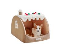 Galatée Cat House, Removable And Washable Pet Bed, Fun Snow Cat House, Cute Dog Cave Bed, Warm And Comfortable Dog Nest(S, Brown)