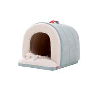 Galatée Cat House, Warm And Cosy Cat Igloo Bed, Foldable Pet Bed With Anti-Slip Bottom, Comfortable Dog Nest With Removable Cushion(L, Blue)