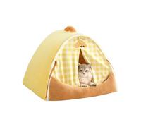 Galatée Cat House, Warm And Cosy Cat Igloo Bed, Removable And Washable Pet Bed, Cute Dog Nest With Removable Cushion(L, Yellow)