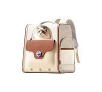 Galatée Dog Backpack, Ventilated Pet Hiking Travel Bag, Airline Approved Cat Backpack, Foldable Pet Bag Weighing Up To 8 kg(Off White)