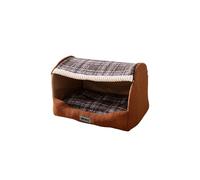 Galatée Dog Bed, Washable Foldable Soft Cat Cave Bed With Detachable Cushion, Cute Cat House, Indoor Pet Nest With Anti-Slip Bottom(L, Dark Brown)