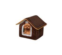 Galatée Dog House, Indoor Warm And Cozy Cat Cave Bed, Foldable Cute Cat House, Washable Plush Dog Igloo, Comfortable Pet House For Puppy Kitten Rabbit(XL, Brown)