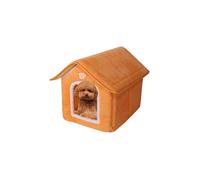 Galatée Dog House, Indoor Warm And Cozy Cat Cave Bed, Foldable Cute Cat House, Washable Plush Dog Igloo, Comfortable Pet House For Puppy Kitten Rabbit(L, Orange)