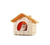 Galatée Dog House, Washable Plush Cat Cave Bed, Indoor Cat House, Warm Covered Dog Bed House, Foldable And Cozy Dog Bed With Removable Cushion(S, Yellow)