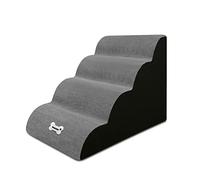Galatée Dog Stairs, 4-Steps Non-Slip Pet Stairs, Dogs Steps For High Bed Sofa With Washable Cover, High Density Sponge Dogs Ramps, Portable Dog Stairs(Grey)