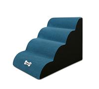 Galatée Dog Stairs, 4-Steps Non-Slip Pet Stairs, Dogs Steps For High Bed Sofa With Washable Cover, High Density Sponge Dogs Ramps, Portable Dog Stairs(Blue)