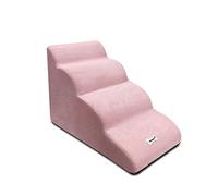 Galatée Dog Stairs, Removable And Washable Pet Stairs, 4-Steps Non-Slip Pet Ramp, Dogs Steps For High Bed Sofa, High Resilience Sponge Dog Stairs(Pink)