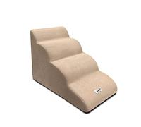Galatée Dog Stairs, Removable And Washable Pet Stairs, 4-Steps Non-Slip Pet Ramp, Dogs Steps For High Bed Sofa, High Resilience Sponge Dog Stairs(Light Brown)