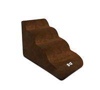 Galatée Dog Stairs, Removable And Washable Pet Stairs, 4-Steps Non-Slip Pet Ramp, Dogs Steps For High Bed Sofa, High Resilience Sponge Dog Stairs(Dark Brown)