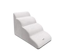 Galatée Dog Stairs, Removable And Washable Pet Stairs, 4-Steps Non-Slip Pet Ramp, Dogs Steps For High Bed Sofa, High Resilience Sponge Dog Stairs(White)