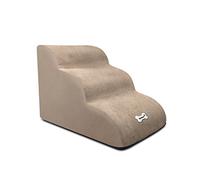 Galatée Dog Stairs, Soft Comfortable Pet Stairs With Washable & Zippered Cover, Easy Climb Dog Ramp Steps, Dog Ramps For Sofa Bed(Light Brown)