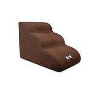 Galatée Dog Stairs, Soft Comfortable Pet Stairs With Washable & Zippered Cover, Easy Climb Dog Ramp Steps, Dark Brown