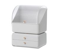 Galatée Dustproof Makeup Organizer Office Drawers Storage Plastic Cosmetic Storage Box Container Miscellaneous for Home Box, White A + B, 26 * 18 * 35cm