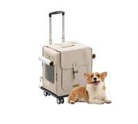 Galatée Pet Backpack With Wheels, Pet Stroller, Dog Travel Bag With Removable Rolling Wheels, Dog Backpack With Mesh Ventilation Windows(White)