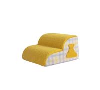 Galatée Pet Cat And Dog Climbing Stairs To Bed, Breathable Cotton Fleece Material, Removable And Washable Cover, Non-Slip And Sturdy Side Ramp(2 layer, Checkered yellow)