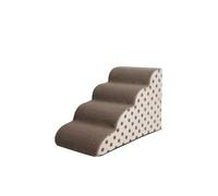 Galatée Pet Cat And Dog Climbing Stairs To Bed, Breathable Cotton Fleece Material, Removable And Washable Cover, Non-Slip And Sturdy Side Ramp(4 layer, brown polka dots)