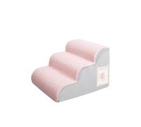 Galatée Pet Cat And Dog Climbing Stairs To Bed, Breathable Cotton Fleece Material, Removable And Washable Cover, Non-Slip And Sturdy Side Ramp(3 layer, striped pink)
