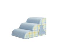 Galatée Pet Cat And Dog Climbing Stairs To Bed, Breathable Cotton Fleece Material, Removable And Washable Cover, Non-Slip And Sturdy Side Ramp(3 layer, checkered blue)