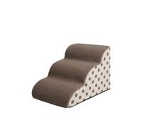 Galatée Pet Cat And Dog Climbing Stairs To Bed, Breathable Cotton Fleece Material, Removable And Washable Cover, Non-Slip And Sturdy Side Ramp(3layer, brown polka dots)