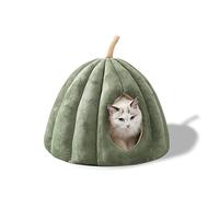 Galatée Pet Cave Bed, Cat Nest With Removable Washable Inner Cushion, Soft Bed For Kitten And Small Pet, Super Soft And Cosy Plush Cat Igloo Cave Bed(L, Green