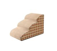 Galatée Pet Climbing Ladder, High-Density PP Cotton Filling, Thickened Non-Slip Fleece Surface, Scientifically Designed Angled Shape To Protect Hip Joints（Beige,Three Floors）