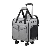 Galatée Pet Rolling Luggage, Made Of Ventilated Polyester Mesh, With Braked And Shock-Absorbing Universal Wheels, Non-Slip And Comfortable Grip, Suitable For Both Cats And Dogs（Gray）