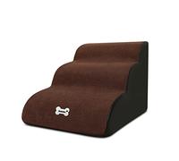 Galatée Pet Stairs, Washable Cover with Zipper, Removable Pet Ramp, High Density Foam Dog Steps, 3-Tier Pet Climbing Stairs Dog Sofa (Brown)