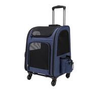 Galatée Pet Stroller, Dog Backpack With Removable Rolling Wheels, Airline Approved Dog Backpack, Pet Travel Bag With Mesh Ventilation Windows(Blue)