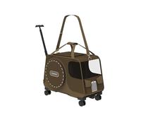 Galatée Pet Stroller, Dog Travel Bag With Removable Rolling Wheels, Cat Bag With Mesh Ventilation Windows, Foldable Dog Bag For Travel Camping Outdoor(Brown)