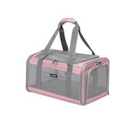 Galatée Pet Travel Bag, Breathable, Lightweight, Foldable, Can Be Carried By Hand Or Worn As a Crossbody Bag, Multiple Openings, Lock To Prevent Escape, Includes Storage Bag (Pink)