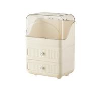 Galatée Portable Cream Style Series Multi-Layer Make Up Case Dustproof Cosmetic Storage Box,Cosmetics Skin Care Products Jewelry Organizer Case Lipstick Box - Cream White