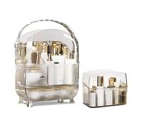 Galatée Portable Retro Series Multi-Function Make Up Case Dustproof Cosmetic Storage Box,Cosmetics Skin Care Products Jewelry Organizer Case Finishing Box - High Transparency + Lipstick Box