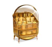 Galatée Portable Retro Series Multi-Function Make Up Case Dustproof Cosmetic Storage Box,Cosmetics Skin Care Products Jewelry Organizer Case Finishing Box Bathroom Desktop -Amber