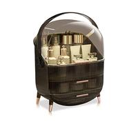 Galatée Portable Retro Series Multi-Function Make Up Case Dustproof Cosmetic Storage Box,Cosmetics Skin Care Products Jewelry Organizer Case Finishing Box Bathroom Desktop - Retro Grey (GL-PK003)