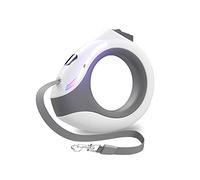 Galatée Retractable Dog Lead, 3m Extendable Dog Lead With Led Flashlight, One-Button Brake & Lock, Extendable Dog Leash For Dogs Up To 20kg(White)