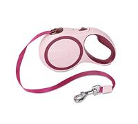 Galatée Retractable Dog Lead, One-Button Brake & Lock, 360° Tangle-Free Extendable Dog Leash With High Density Nylon Braided Tape(M, Pink)