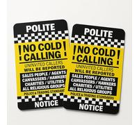 GALATIANS® 2x No Cold Callers Sign For Front Door Sticker (100x150 mm) | No Cold Callers Sticker | Durable Weatherproof Adhesive | Clear Message On Your Front Door | Easy-To-Apply Warning Notice