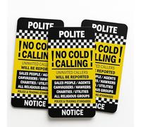 GALATIANS® 3x No Cold Callers Sign For Front Door Sticker (100x150 mm) | No Cold Callers Sticker | Durable Weatherproof Adhesive | Clear Message On Your Front Door | Easy-To-Apply Warning Notice