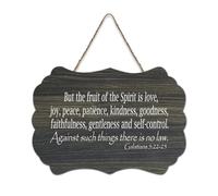 Galatians 5:22 23 The Fruit of The Spirit Is Love, Joy, Peace, Patience, Kindness, Goodness, Faithfu Rustic Wood Hanging Sign Wooden Wall Decor for Living Room Bedroom Door Window Home 6x10in